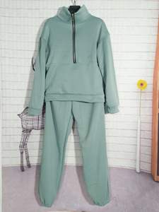 Großhandel Hochwertige Damen Herbst Winter Kleidung Sets Stehkragen Reiß verschluss Zweiteilige Anzüge Einfarbiges Set - Product Image 2