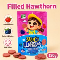 Yijiale Bonbons Asiatiques Sains en Forme de Dessin Animé à l'Aubépine Naturelle, Emballés Individuellement, Portables, Sachet de 120g
