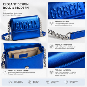 Bolso Bandolera Metálico Brillante con Detalle de Patrón 3D, Correa de Cadena Moderna, Bolso de Hombro para Mujer, para Fiestas y Salidas Nocturnas, Seis Colores - Product Image 5