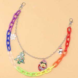 Cadena de cintura con temática navideña para mujer, cadena de plástico para pantalones estilo hip hop con colgante de muñeco de nieve y árbol de Navidad. - Product Image 6
