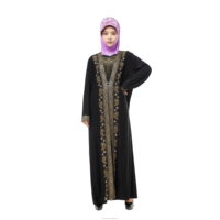 Abaya Loriya Dubaï, vêtements islamiques pour femmes, taille plus, polyester, broderie sur le devant, hijab, ensemble 2 pièces, été, Eid