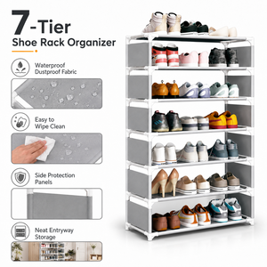 Étagère à <span class=keywords><strong>Chaussures</strong></span> Métallique Multifonctionnelle en Gros, Organisateur <span class=keywords><strong>de</strong></span> <span class=keywords><strong>Chaussures</strong></span> à 3, 4, 5, 6 ou 7 Niveaux, Étagère <span class=keywords><strong>de</strong></span> <span class=keywords><strong>Rangement</strong></span> Anti-Poussière et Étanche pour Entrée <span class=keywords><strong>de</strong></span> Maison - Product Image 3