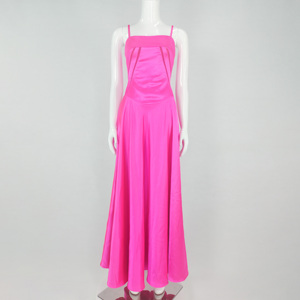 Style européen et américain Spaghetti Strap femmes Maxi <span class=keywords><strong>robe</strong></span> <span class=keywords><strong>de</strong></span> <span class=keywords><strong>soirée</strong></span> Satin Fuchsia Sexy dos nu fête <span class=keywords><strong>robe</strong></span> moulante - Product Image 3