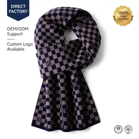 Écharpe de luxe à motif Argyle pour adultes, châle d'hiver moyen doux en cachemire pour hommes et femmes, vente en gros OEM ODM