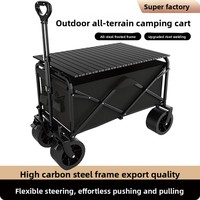 Chariot de courses pliable et portable pour camping-car, à ouverture arrière, grande capacité, avec roues pivotantes, en acier au carbone moyen