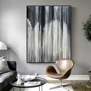 Wandbild texturierte Leinwand moderne abstrakte Kunst schwarz und weiß Malerei für Heimdekoration