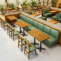 Ensemble de meubles de restaurant, canapé, banc, table et chaises, sièges de stand, pour café, restauration rapide, commerce, café, bois, cuir