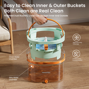 Homettler 2026 New TK/INS Hot Transparent Spin <strong>Mop</strong> &amp; Bucket Clean-dirty Water Separated Floor/<strong>Wall</strong> <strong>Mop</strong> Remove Hairs Pet Friendly - Product Image 4