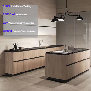 アメリカのホテルプロジェクト向け、家全体のカスタムデザインキッチンキャビネット、ホワイトラッカーキッチン、木製キッチンキャビネットセット家具 - Product Image 1