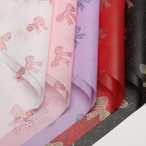Papier d'emballage floral semi-transparent avec nœud, film OPP imperméable, fournitures pour bouquets de fleurs DIY, papier d'emballage floral pour fleuristes - Product Image 5