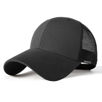 Gorra de béisbol de 6 paneles estilo camionero de ocio, personalizada, de malla de sarga, estilo urbano deportivo, con parche bordado y remache de hebilla metálica