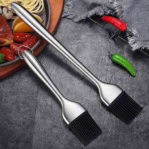 Custom LOGO Pastry Oil Stainless Steel Long Handle Basting <b>Brush</b> Silicone <b>Brush</b> Heads for Grilling BBQ Baking-Dishwasher Safe - Product Image 2
