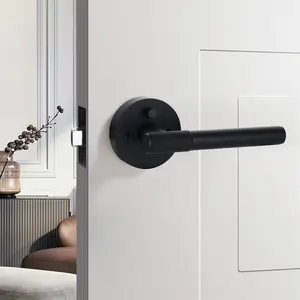 Maniglie moderne di lusso in ottone spazzolato con serratura bagno senza chiave maniglia della porta serratura