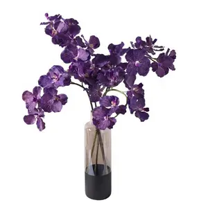 Venda por atacado de flores artificiais de látex real toque vanda orquídea