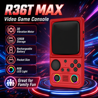 Consoles de jeux vidéo R36T MAX avec moteur à vibration 3D, stockage 128 Go, batterie rechargeable, lumière LED RGB de poche, pour la famille
