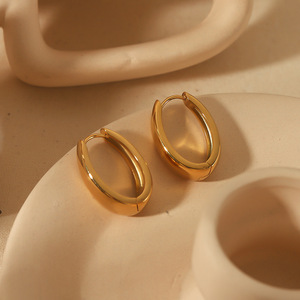 Pendientes Colgantes en Forma de U de Acero Inoxidable, Chapados en Oro, Joyería de Moda, Pendientes de Aro para Mujer - Product Image 1