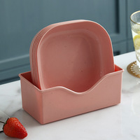 10 Stuks Serviesgoed Set Fruit Snoep Serveware Spit Bot Dienblad Niet-Toxine Snack Gerechten Tarwestro Plastic Borden