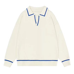 Design Jacquard Logo del marchio <span class=keywords><strong>maglione</strong></span> da <span class=keywords><strong>uomo</strong></span> stile Casual collo a <span class=keywords><strong>Polo</strong></span> Design tinta unita <span class=keywords><strong>maglione</strong></span> in cotone da <span class=keywords><strong>uomo</strong></span> - Product Image 1
