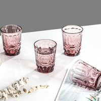 Esthetische vintage versierde geëmbosseerde sodakalkglazen tumbler 276ml, meerkleurig, vaatwasserbestendig, voor feesten, decoratief drinkglas