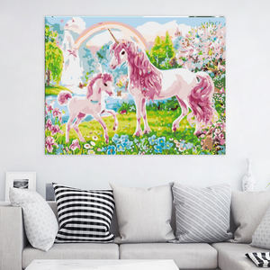 <span class=keywords><strong>Peinture</strong></span> à l'huile par numéros toile <span class=keywords><strong>peinture</strong></span> mère et enfant licornes peint à la main décor à la maison <span class=keywords><strong>peinture</strong></span> par numéro moderne mur Art cadeau - Product Image 2