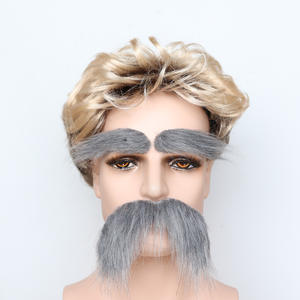 Barba Realistica per Costume di Halloween - Baffi Neri e Grande Barba Bianca da Babbo Natale, Capelli Sintetici - Product Image 3