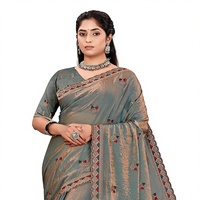 Saree Satin Fandy Desainer India Vexotrend untuk Wanita, Desain Patola yang Indah, Gaya Tradisional untuk Pesta Pernikahan, Bebas Kerut