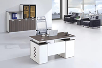 Table de bureau moderne de petite taille, extensible, pour personnel, avec panneau en bois couleur foncée et acier inoxydable modulaire, vente en gros