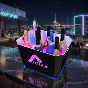 Seau à glace LED rechargeable pour champagne, avec logo personnalisé et couleur lumineuse, refroidisseur de vin lumineux pour bar, mariage, fête, bac à boissons - Product Image 2