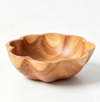 Nouveau design, bol de service décoratif artisanal en teck, petit bol à fruits en bois pour comptoir de cuisine