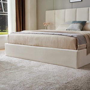 Modern Solid Wood Velvet Upholstered <b>Bed</b> Frame Headboard Queen Size & King Size Wooden <b>Bed</b> Frame - Product Image 4