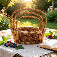 Ensemble de paniers ovales en osier, paniers de rangement ronds en saule, paniers rectangulaires tressés à la main style fruit pour l'organisation de la maison
