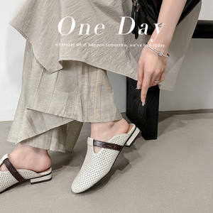 Sandalias planas de estilo francés retro, transpirables, con punta redonda, modernas y versátiles. - Product Image 3