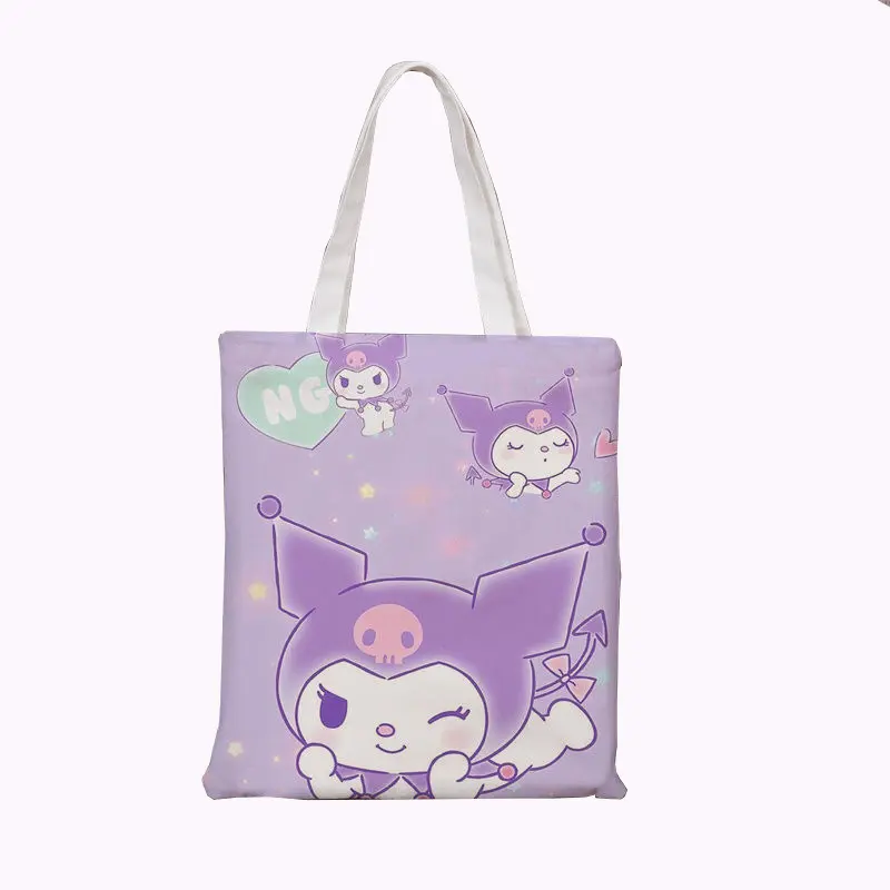 Ruunjoy sanrioed Tote Túi kuromi sanrioed phim hoạt hình Chu vi túi vải túi xách học sinh Trường Tote Túi xách sức chứa lớn đóng gói túi sách