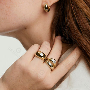 Gemnel Hot 925 Silver Plated 18K Gold Chunky <b>Ring</b> Lab-grown Gemstone <b>Ring</b> - Product Image 2