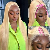 Peluca de encaje frontal de 30 pulgadas 613, rubia, densidad 180%, encaje HD transparente, sin pegamento, pre-arrancada, lisa, ligera, 9.14 oz, ESTILO 2024