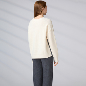 Suéter de Punto Casual con Cuello Redondo y Mangas Raglán, Diseño Color Block, para Otoño e Invierno, Mezcla de Lana y Cachemira para Mujer - Product Image 6
