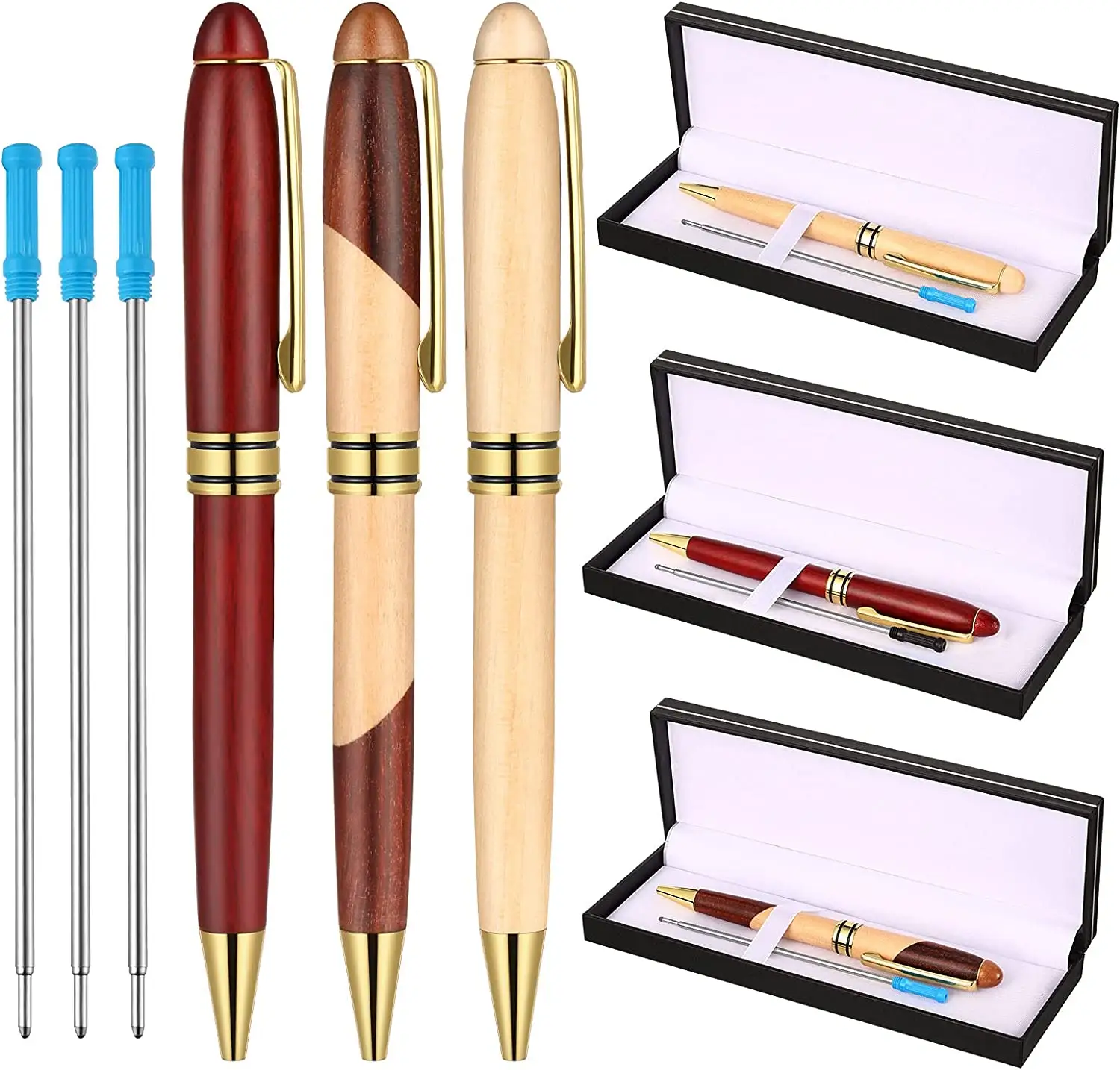 High quality handmade wooden pen, wood burning pen with wood bamboo pen case