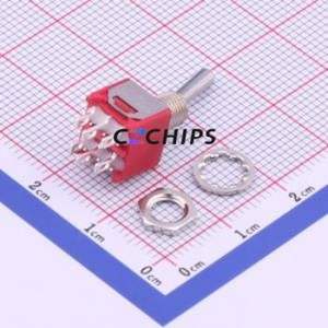 2MD1T1B1M1QES-5 Toggle Switch Through hole Component (THT) Switch Double Pole Double Throw 300000 Cylindrical Knob Solder Tab - Product Image 1