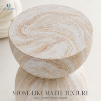 Table d'appoint Luca MGO Hourglass |   Table d'appoint ronde en oxyde de magnésium, aspect travertin, résistante aux intempéries, pour intérieur et extérieur, taille personnalisée, OEM
