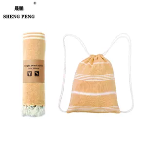 थोक कस्टम आयताकार लक्जरी नरम 100% कपास का सबसे अच्छा बेच नरम व्यक्तिगत तुर्की समुद्र तट तौलिया हमाम बैग