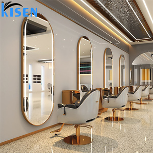 KISEN Stainless Steel Salon Display Cabinet Dressing <b>Table</b> And Storage Shelves Beauty With LED Light Makeup For Barber Shop Use - Product Image 4