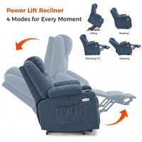Fauteuil inclinable électrique avec massage 8 points, chaleur et port USB, canapé motorisé pour personnes âgées avec porte-gobelet