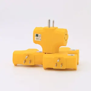 125V 1875W 3 Way Outlet T Shaped Grounding Wall Plug Adapter