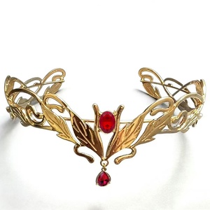 Nuovo Arrivo Corona Retrò da <span class=keywords><strong>Regina</strong></span>, Gioiello per la Fronte, Copricapo per Cosplay, Fascia per Capelli in Lega con Foglie Retrò, <span class=keywords><strong>Tiara</strong></span> con Strass Colorati - Product Image 1