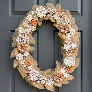 Rustic Handmade Floral Wreath With Tulle And <b>Paper</b> Flowers Round <b>Decorative</b> <b>Wall</b> <b>Hanging</b> Unlit Craft Style - Product Image 1