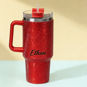 Nuevo Termo de Doble Pared con Aislamiento Térmico, Diseño de 40 oz/1200 ml, <span class=keywords><strong>para</strong></span> Viajes en Auto, con Tapa y Estampado de Diamantes de Imitación, <span class=keywords><strong>para</strong></span> Café - Product Image 1