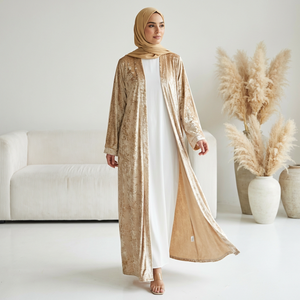 Custom Muslim Women Elegant Breathable Stylish Patchwork Modest Open <b>Abaya</b> Dress Inner <b>Abaya</b> for Dubai and Turkey - Product Image 1