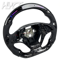 Volant de course personnalisé en cuir et fibre de carbone forgée avec LED pour Chevrolet Camaro Corvette C6 C7 C8
