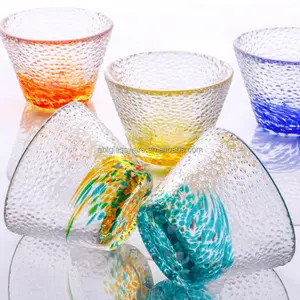 Japan Style Colored Swirl Dot Sake Glass Cup Tea Glasses Set Hammered