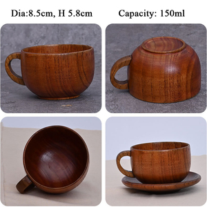 Taza de madera ecológica con mango para té, cerveza, leche y café, productos en Stock - Product Image 3